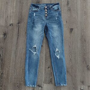Vanilla Star Distressed High Rise Skinny Jeans  Button Fly Size 3